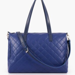 Blue Quilted Tote Bag