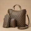 Checkered Tote Handbag – Brown