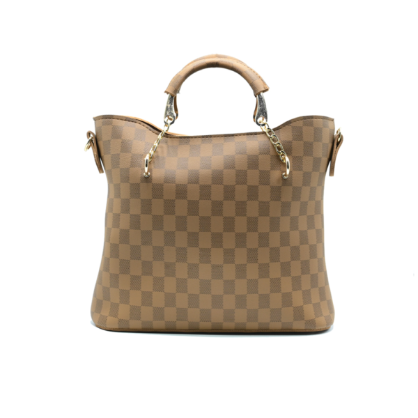 Checkered Tote Handbag – Brown
