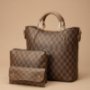 Checkered Tote Handbag – Brown