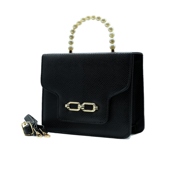 Lustre Pearl-Handle Tote – Black
