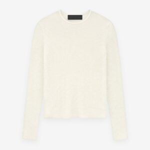 Womens Waffle Fitted Long Sleeve Sweater