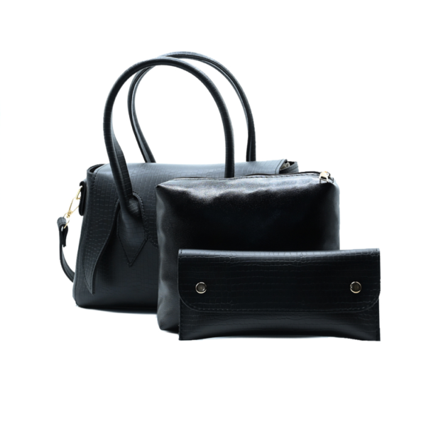Seren Croc Satchel Tote – Black