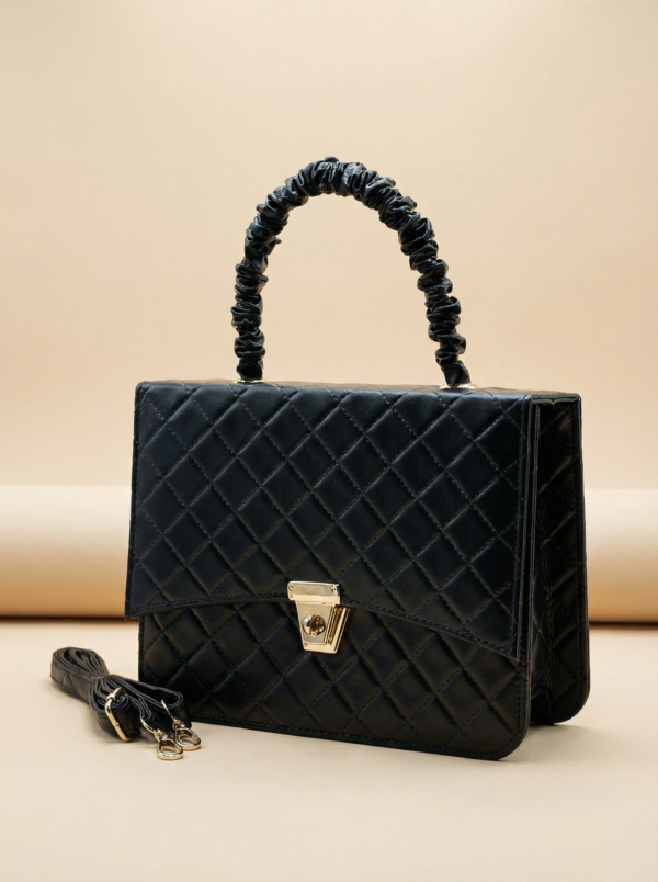 Bella Quilted Tote – Black