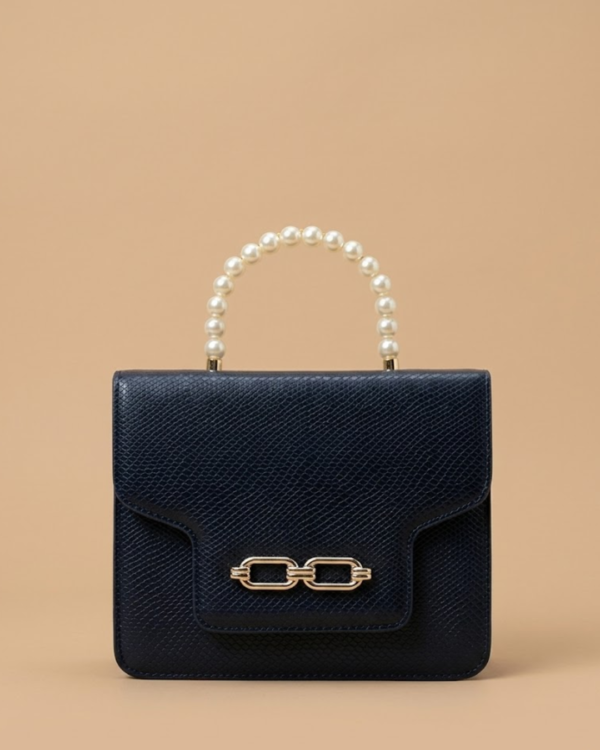 Lustre Pearl-Handle Tote – Black