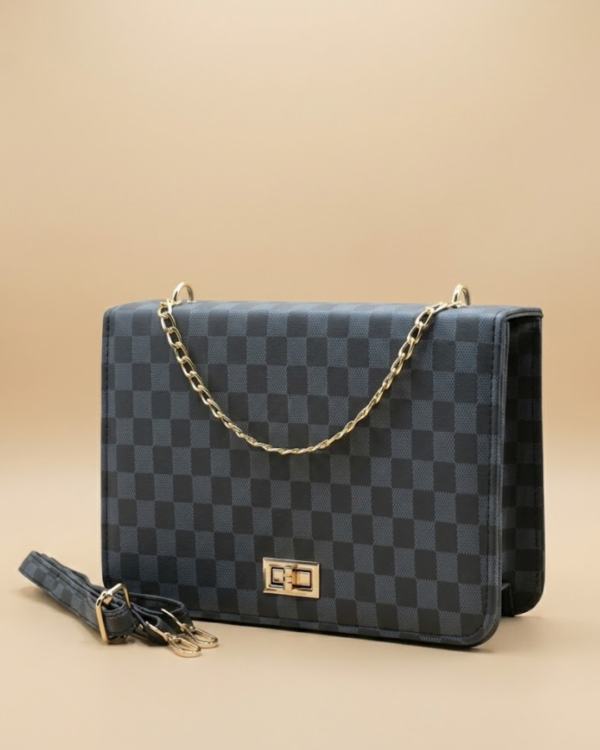 Luxury Grid Chain Bag – Black