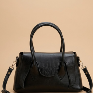 Seren Croc Satchel Tote – Black