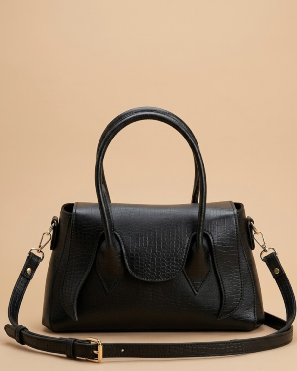 Seren Croc Satchel Tote – Black