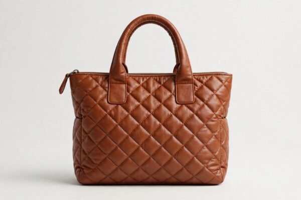 Aveline Quilted Work Tote - Cognac