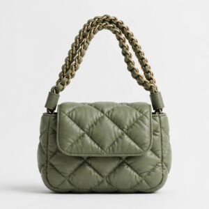 Kaia Padded Chain Shoulder Bag - Moss
