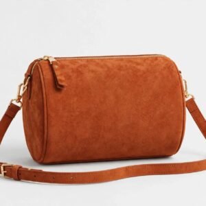 Loretta Suede Barrel Crossbody - Rust