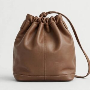 Nessa Drawstring Bucket Bag - Mocha