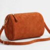 Loretta Suede Barrel Crossbody - Rust