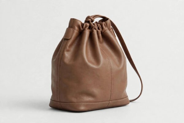 Nessa Drawstring Bucket Bag - Mocha